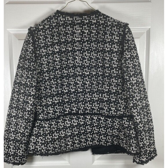 Ann Taylor Women’s Size 8 Black White Tweed Fringe Jacket Blazer Lined EUC - Picture 3 of 3